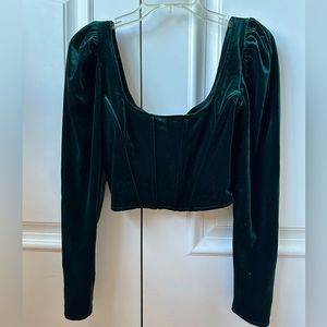 Zara M (fits S-M) forest green velvet corset long sleeve